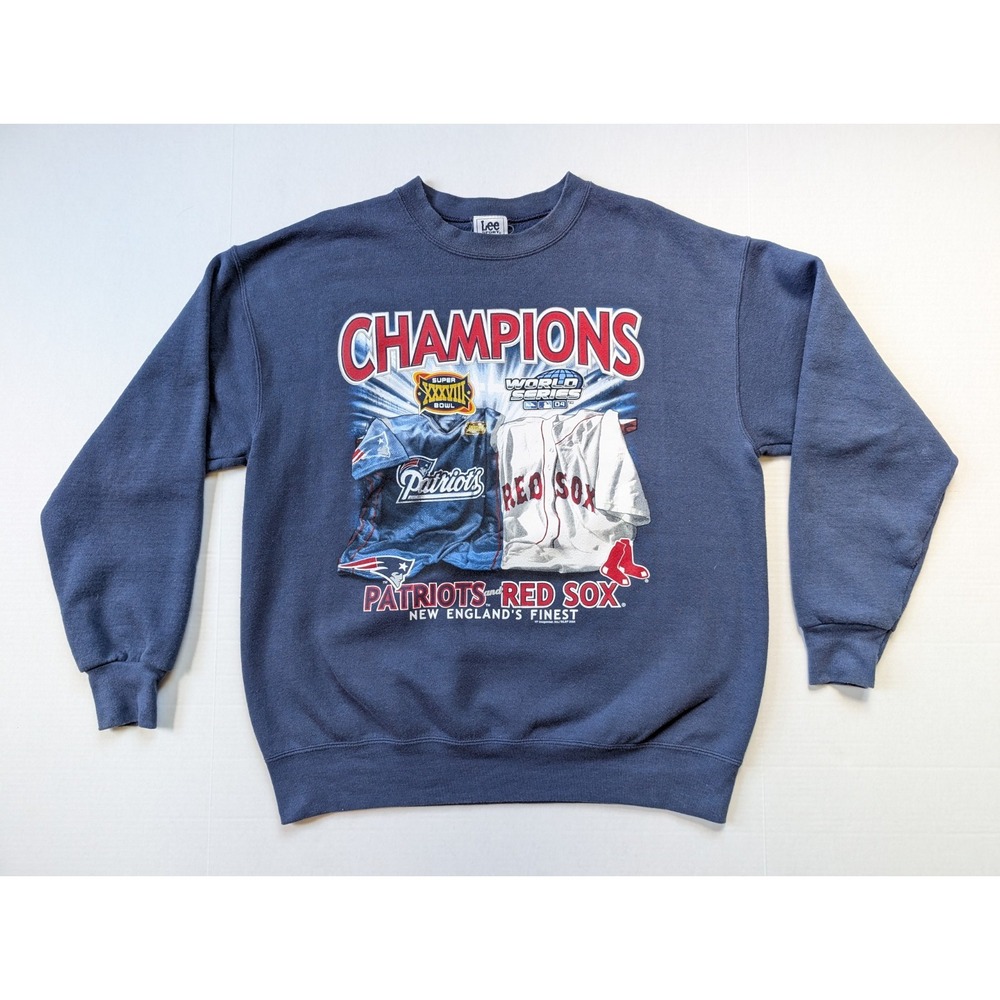 Vintage New England Patriots & Red Sox World Champions Sweatshirt Mens XL 2004